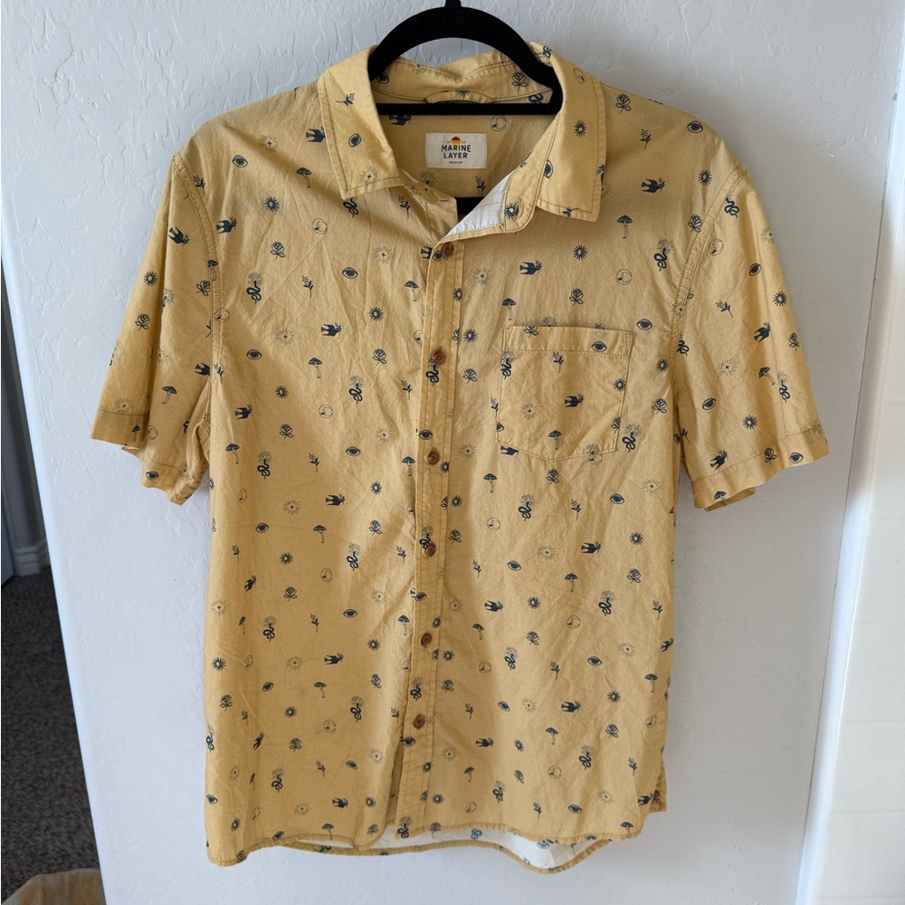 Marine Layer Yellow Casual Button Down Shirt